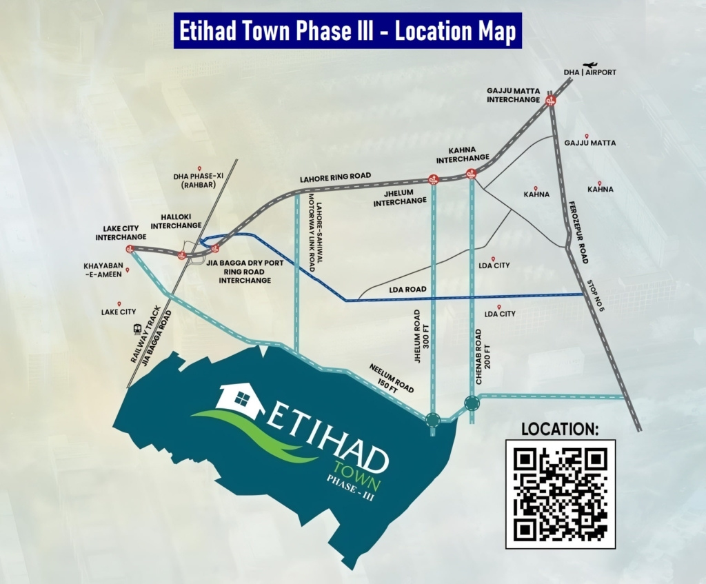 etihad town phase 3 location map