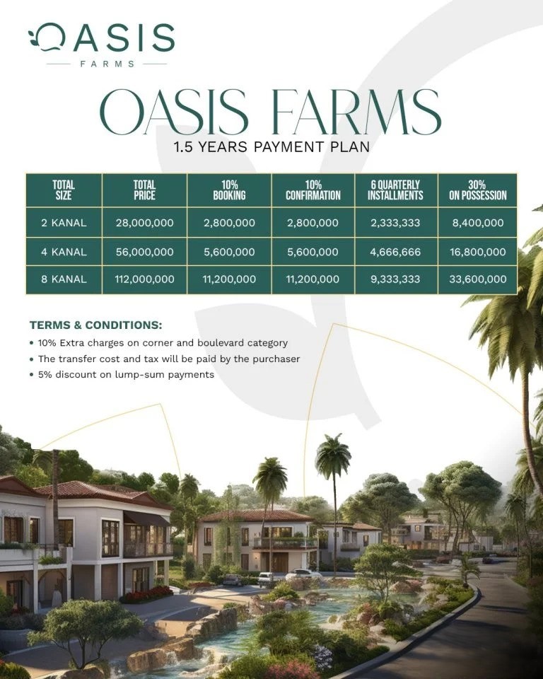 oasis farms payment plan
